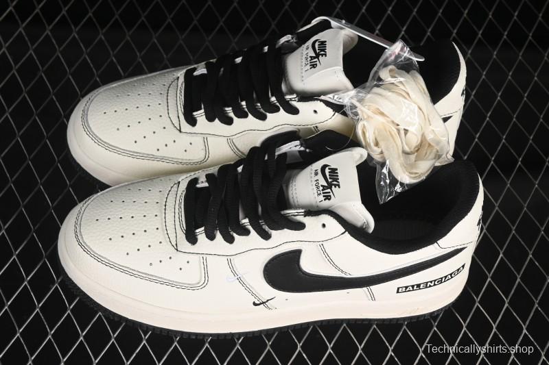 Nike Balenciaga Air Force 1'07 Low Collaboration Triple Swoosh Beige Black Casual Shoes - FR0538-090