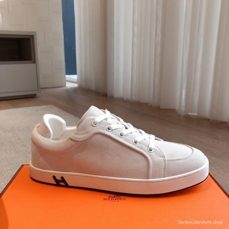 2025 Unisex H White Leather Sneakers Classic Construction AS00380