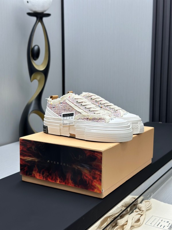 2025 Unisex XVESSEL White Canvas Plimsolls Vulcanized AS00260