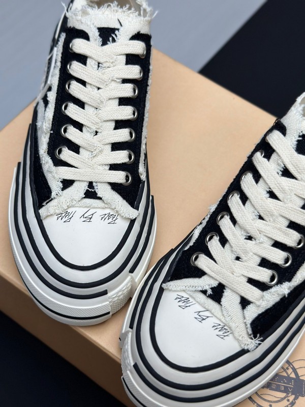 2025 Unisex XVESSEL Black White Canvas Plimsolls Vulcanized Shoes AS00240