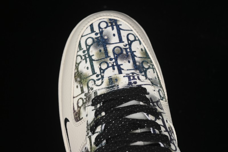 Nike Air Force 1 '07 Low Dior Collaboration Gray Floral Low-Top Casual Sneakers - DF0188-064