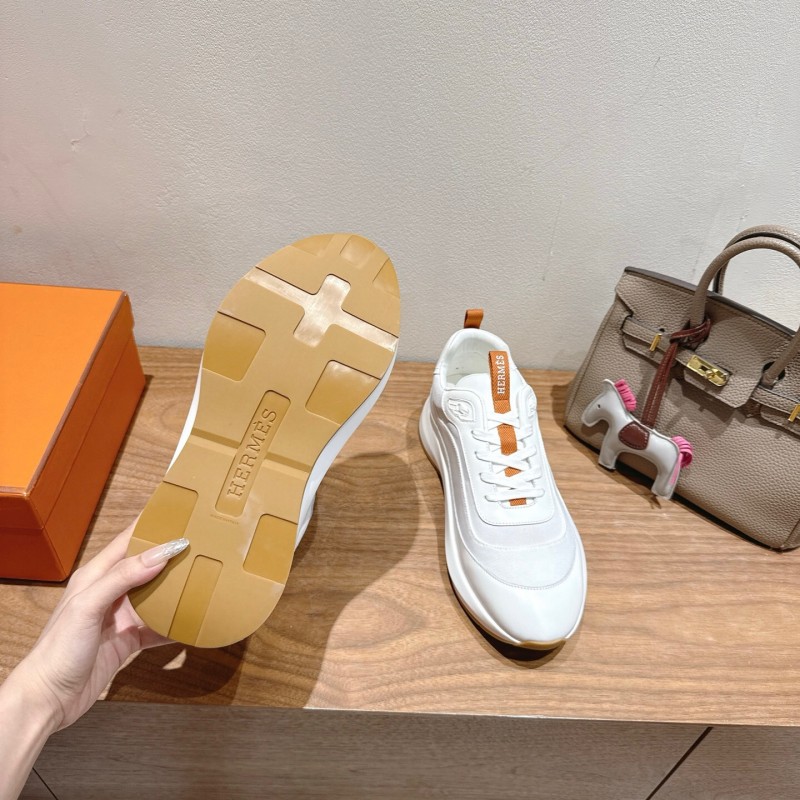 2025 Unisex Hermès White Leather Fabric Sneakers AS00400