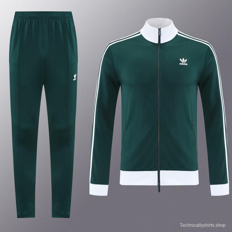 2025 Adidas Original Green Full Hoodie Zipper Jacket +Long Pants