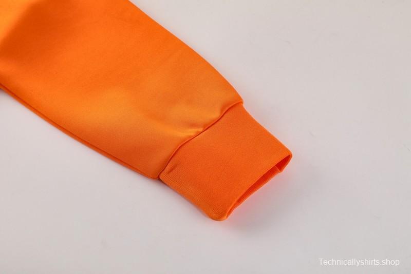 2025 Nike Orange/Black Full Hoodie Zipper Jacket +Long Pants