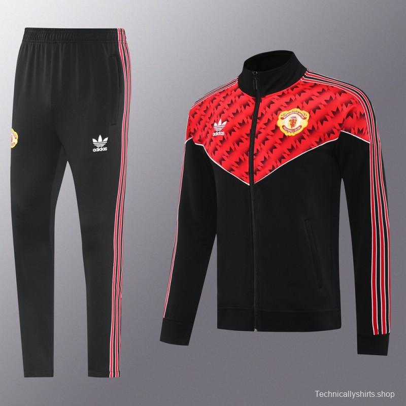 25/26 Manchester United Red/Black Full Zipper Jacket +Long Pants