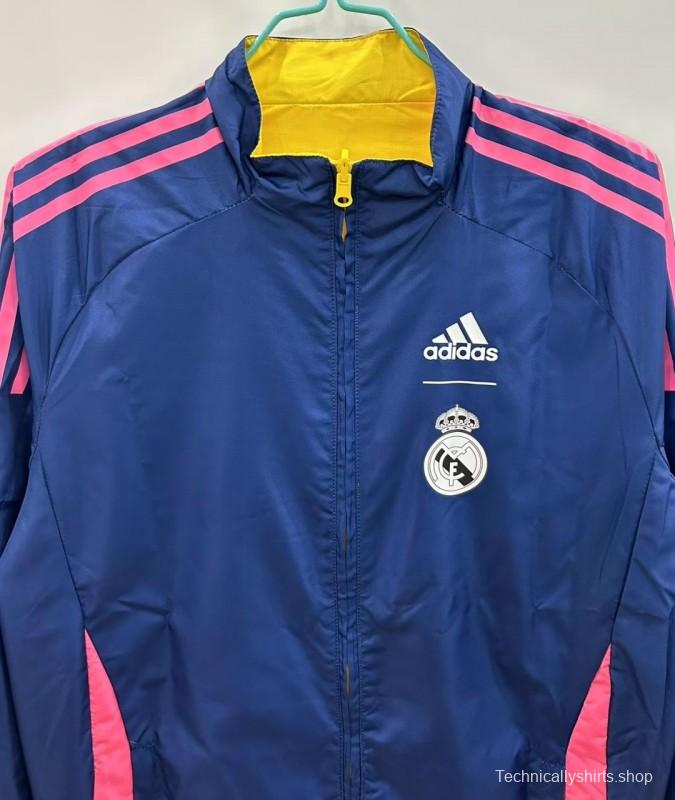 25/26 Real Madrid Yellow/Navy Reversible Windbreaker