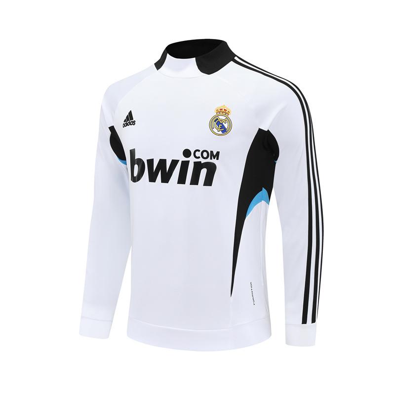 Retro 08/09 Real Madrid White Half Zipper Jacket+Long Pants