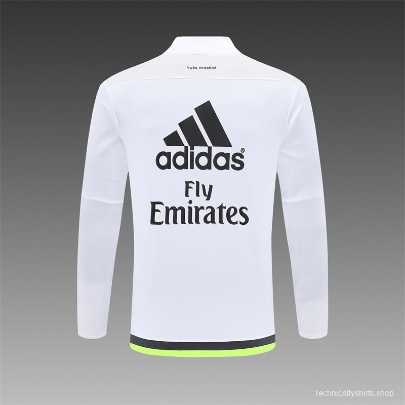 Retro 15/16 Real Madrid White Half Zipper Jacket