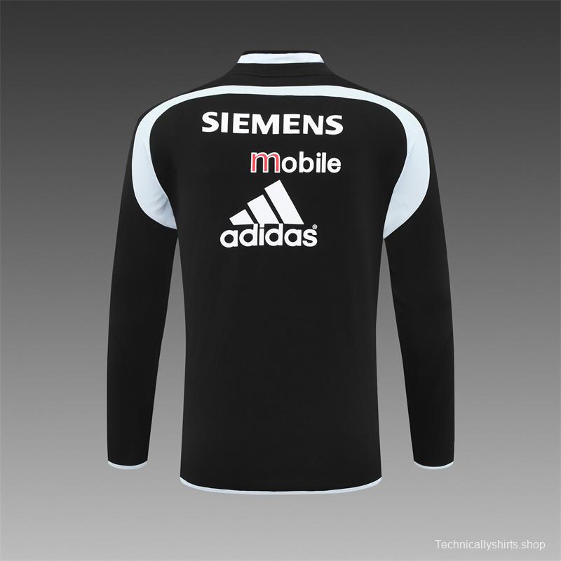 Retro 04/05 Real Madrid Black Half Zipper Jacket