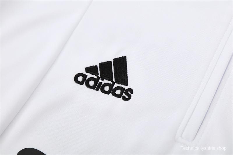 Retro 04/05 Real Madrid White Half Zipper Jacket+Long Pants