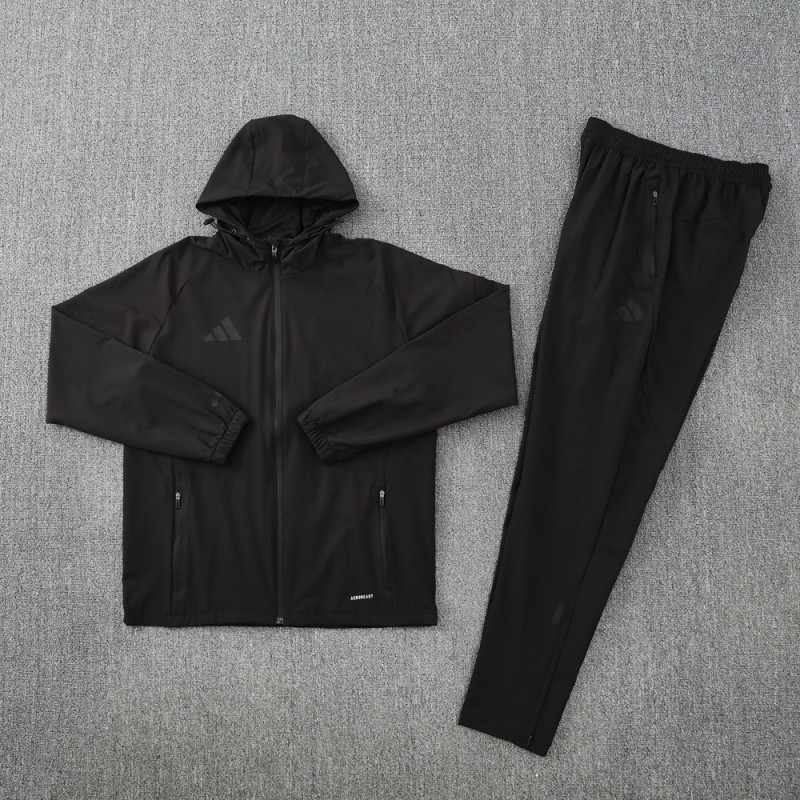 25/26 Adidas Black Hoodie Full Zipper Jacket + Long Pants