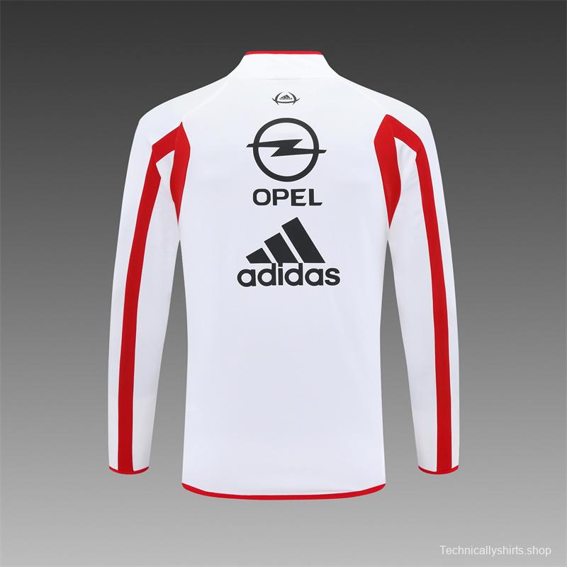 Retro 05/06 AC Milan White Half Zipper Jacket+Long Pants