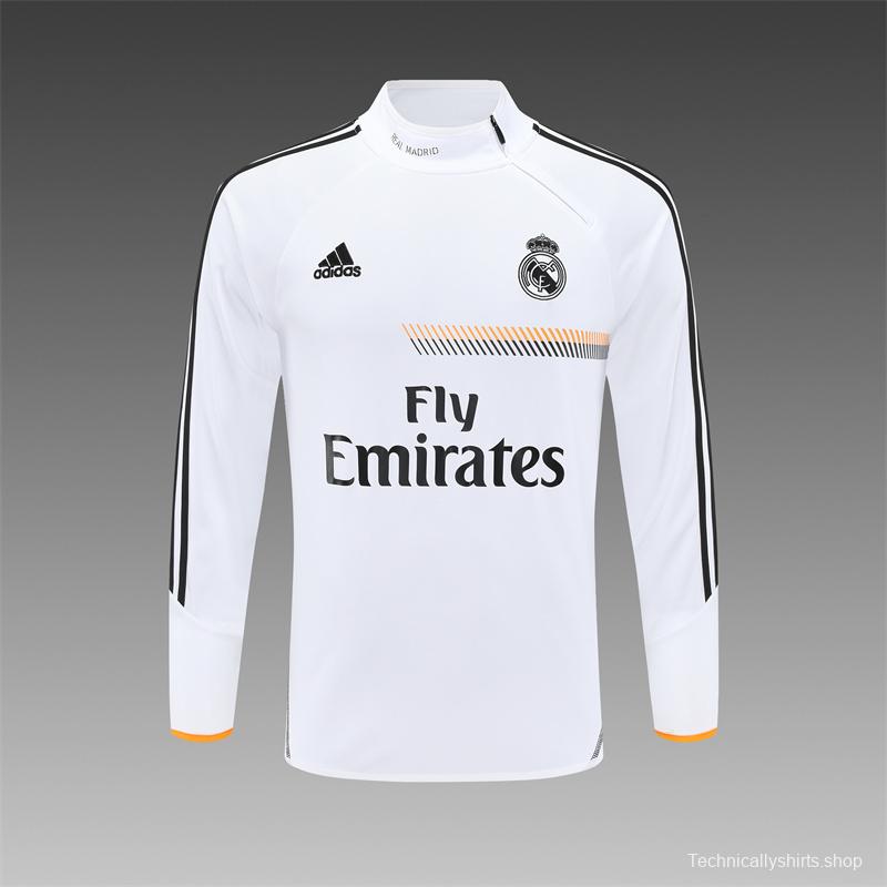 Retro 13/14 Real Madrid White Half Zipper Jacket