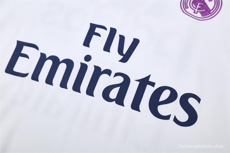 Retro 16/17 Real Madrid White Half Zipper Jacket