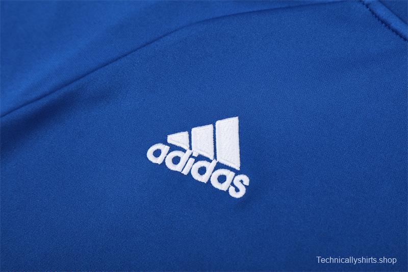 Retro 13/14 Real Madrid Color Blue Half Zipper Jacket+Long Pants