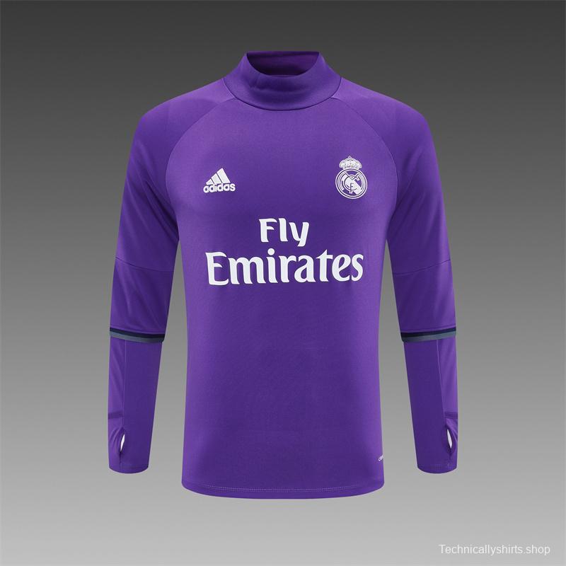 Retro 16/17 Real Madrid Purple Half Zipper Jacket+Long Pants
