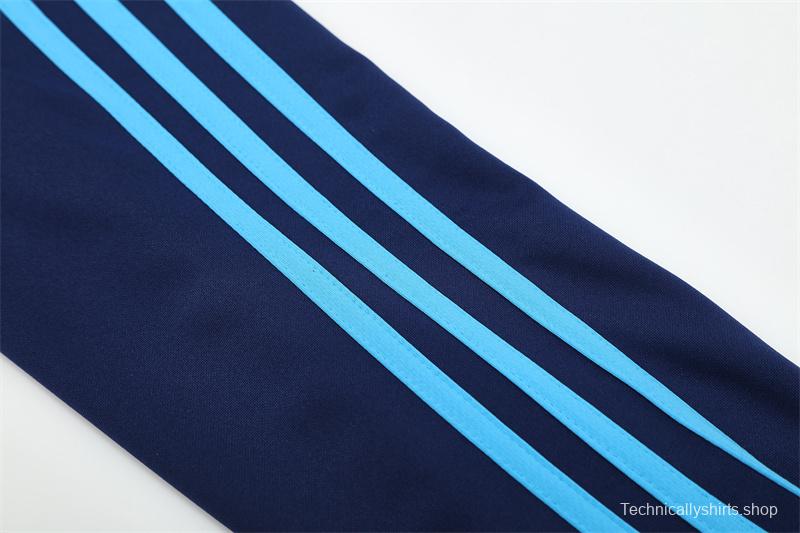 Retro 09/10 Real Madrid Royal Blue Half Zipper Jacket+Long Pants