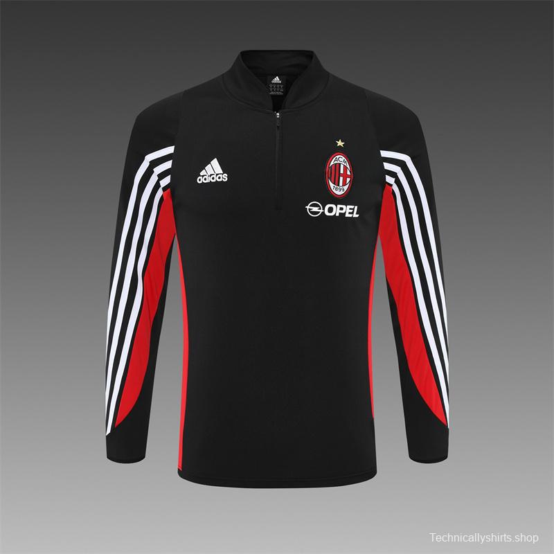 Retro 03/04 AC Milan Black Half Zipper Jacket+Long Pants