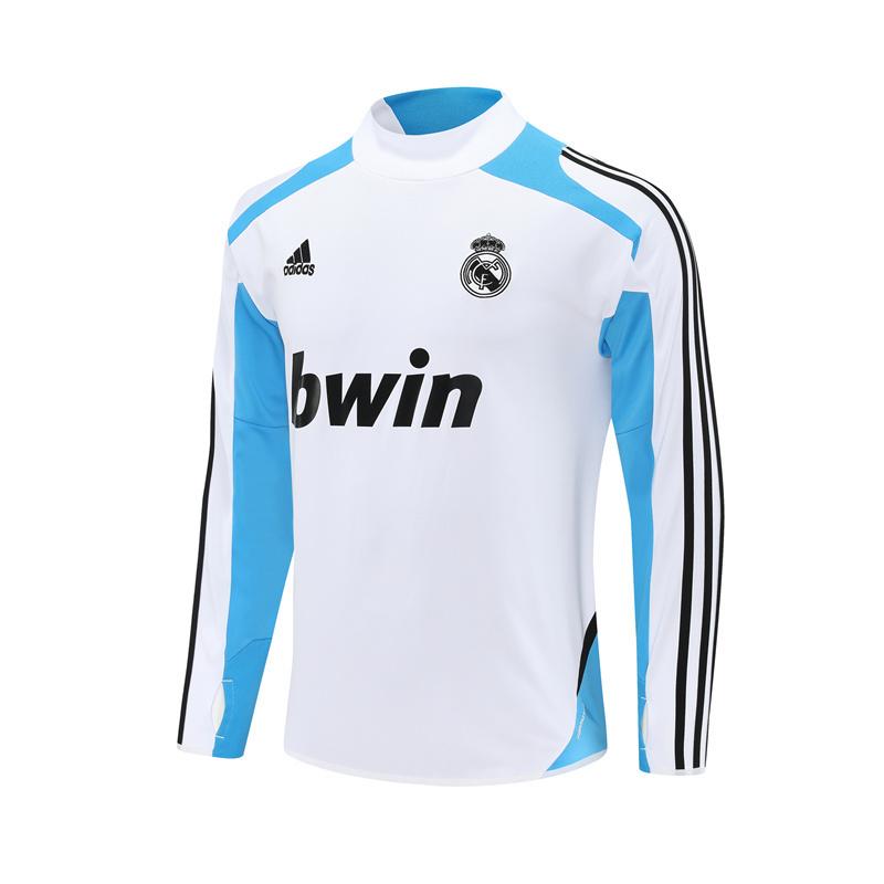 Retro 12/13 Real Madrid White/Blue Half Zipper Jacket+Long Pants