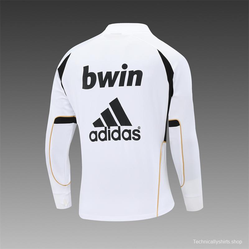 Retro 11/12 Real Madrid White Half Zipper Jacket+Long Pants
