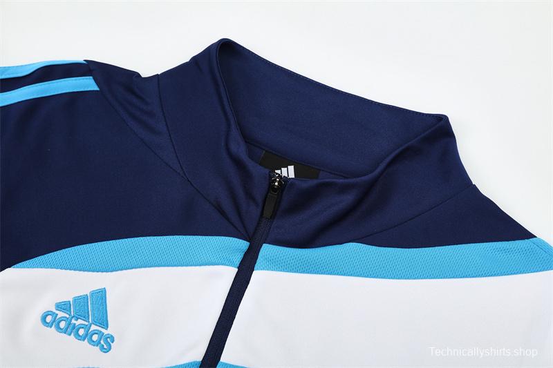 Retro 09/10 Real Madrid Royal Blue Half Zipper Jacket+Long Pants