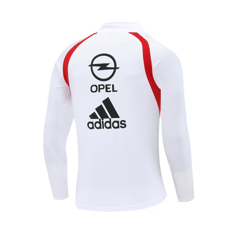 Retro 03/04 AC Milan White Half Zipper Jacket+Long Pants