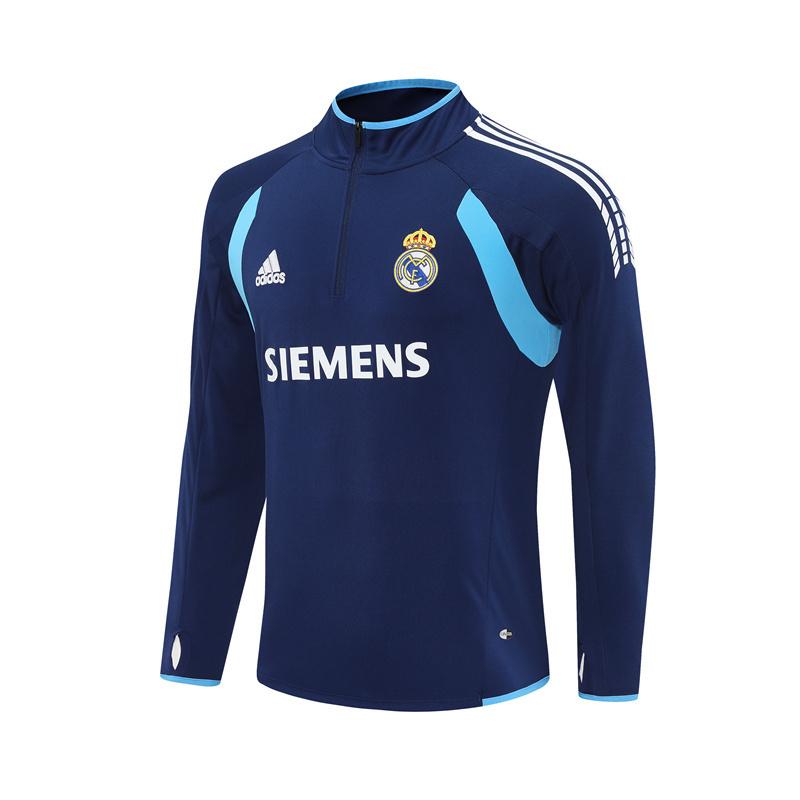 Retro 05/06 Real Madrid Royal Blue Half Zipper Jacket+Long Pants