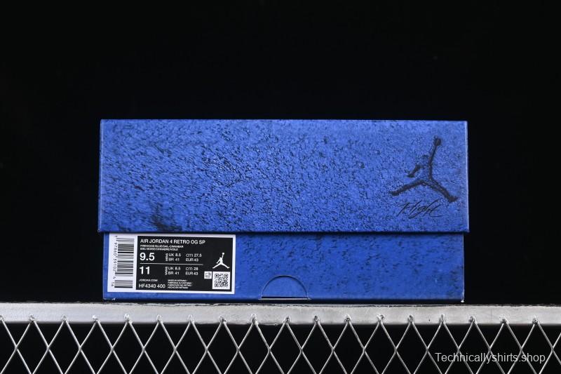 Nike Nigel Sylvester x Air Jordan 4 Retro Blue Collaboration Basketball Shoes - HF4340-400