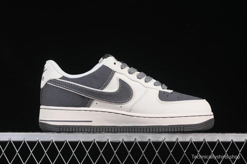 Nike Air Force 1'07 Low Stussy Collaboration Light Gray Canvas Casual Sneakers - JP8028-011