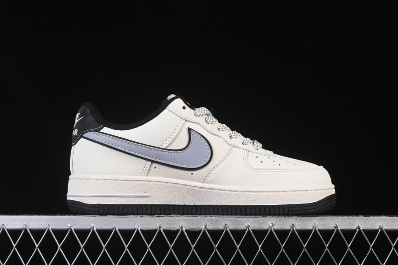 Nike Air Force 1'07 Low Beige Gray Black Letter Casual Sneakers - JS8028-018