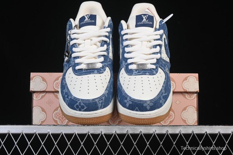 Nike Air Force 1 '07 Low LV Collaboration White Navy Blue Casual Sneakers - YF9511-813