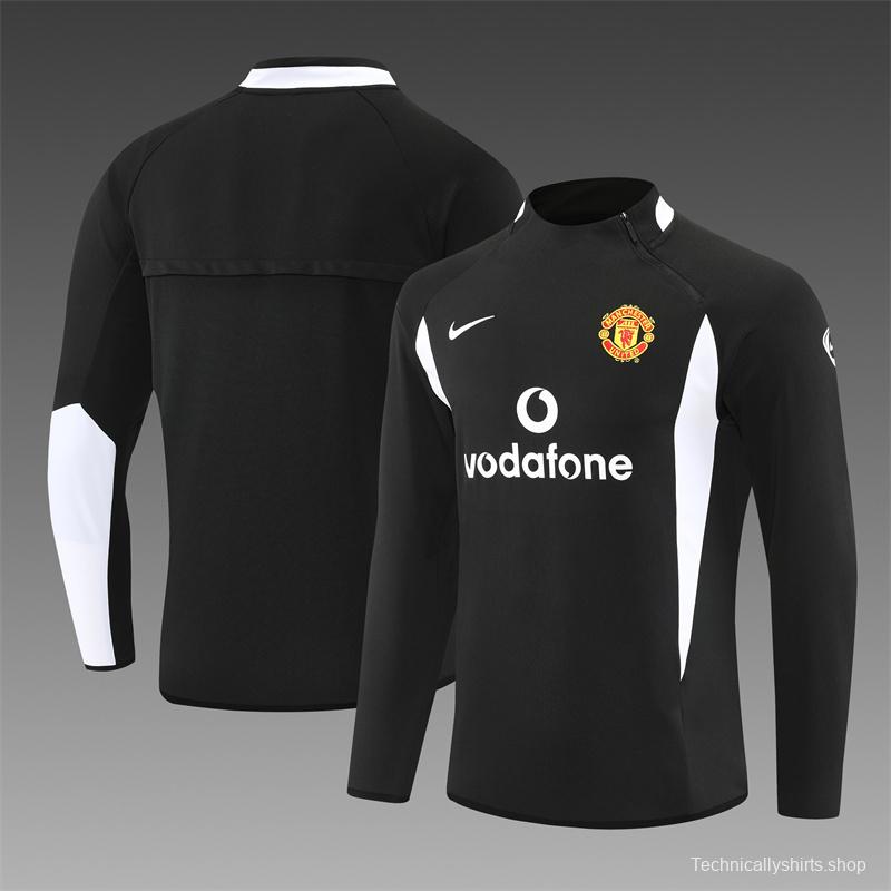 Retro 02/03 Manchester United Black Half Zipper Jacket