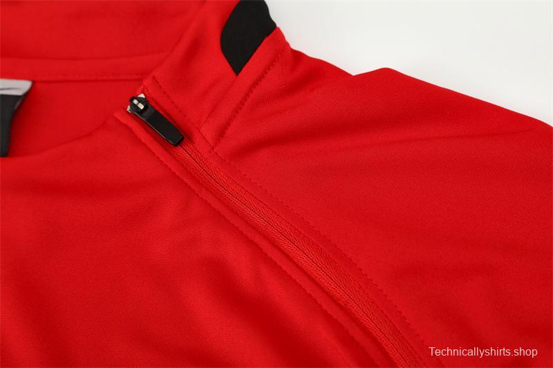 Retro 02/03 Manchester United Red Half Zipper Jacket+Long Pants