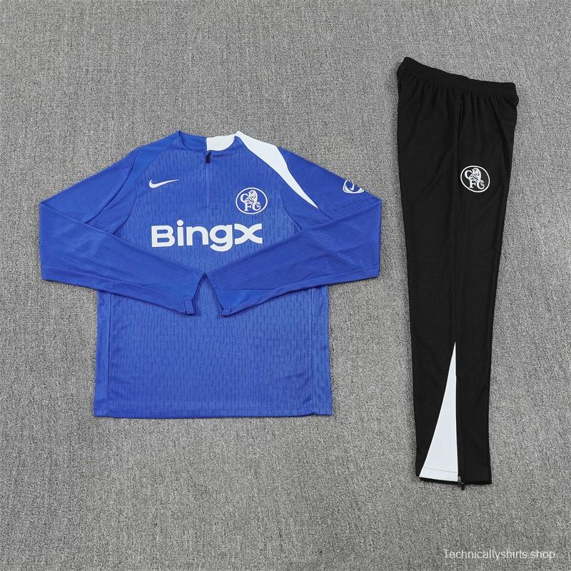 Player Version 25/26 Chelsea Color Blue T90 Half Zipper Jacket+Long Pants