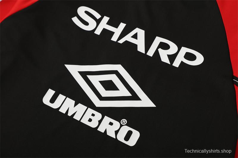 Retro 98/99 Manchester United Black Half Zipper Jacket+Long Pants