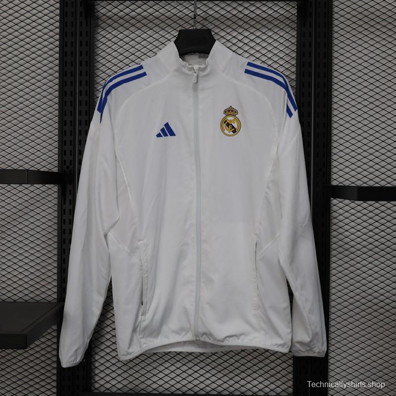 25/26 Real Madrid WHITE Windbreaker (with Inner Lining)
