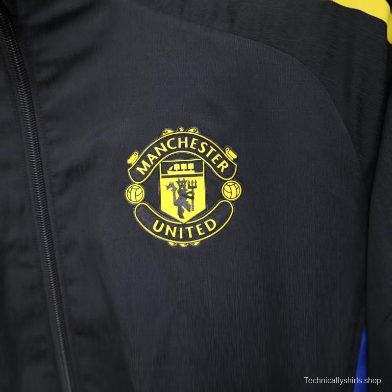 25/26 Manchester United Black Windbreaker (with Inner Lining)