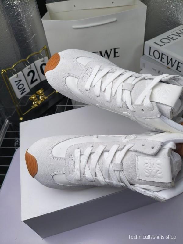 LOEWE High-Top German Training Sneakers Retro Fashion Casual White Shoes - LY00330