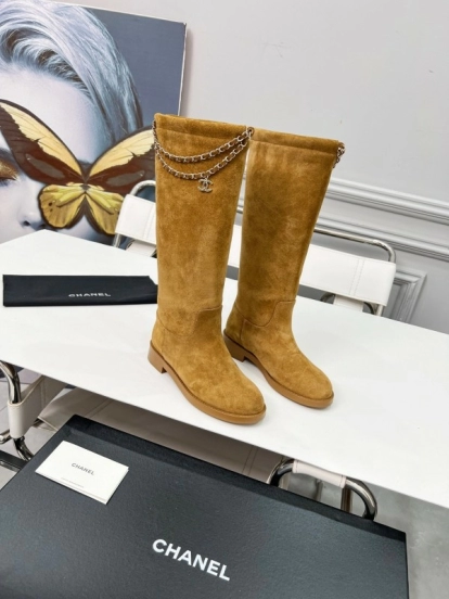 Chanel 2025/SS Quilted Leather Chain Four-Leaf Clover CC Flat Ankle Boots - LY00510