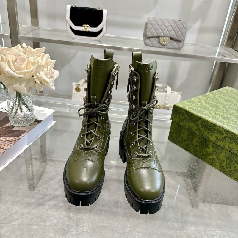 Gucci GG Lace-Up Ankle Boots in Calfskin - LY00380