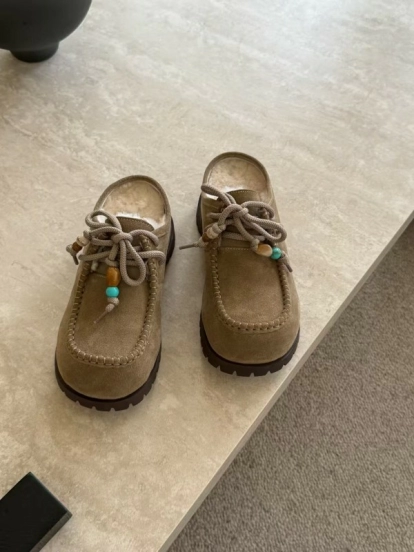 UGG Fall Winter New Potato Wool Slippers Retro Acrylic Buckle Decoration - KFY00250