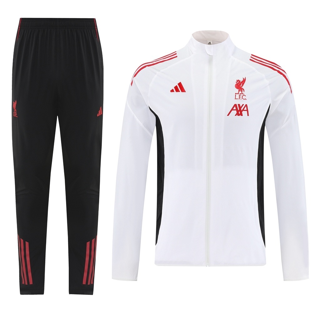 25/26 Liverpool White S-2XL Half Zipper Jacket+Long Pants