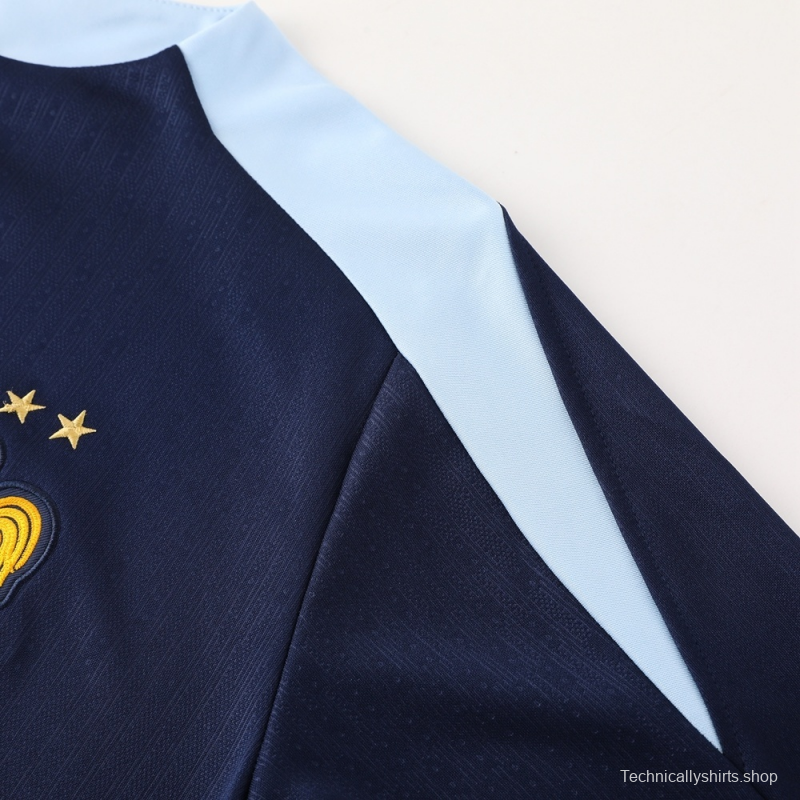 2025 France Royal Blue Half Zipper Jacket+Long Pants