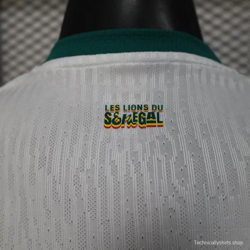 25/26 Player Version  Senegal Away White with African Traditional Pattern Jersey