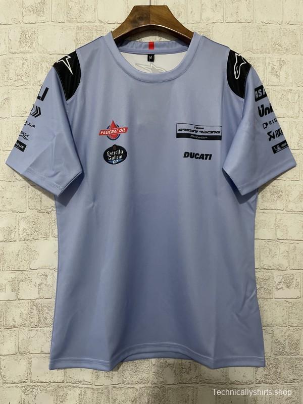 2025 F1 Gresini Racing Ducati Light Blue with Black Shoulder T-Shirt