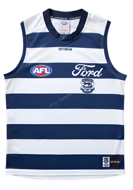 25/26 Geelong Cats Navy and White Hooped Jersey