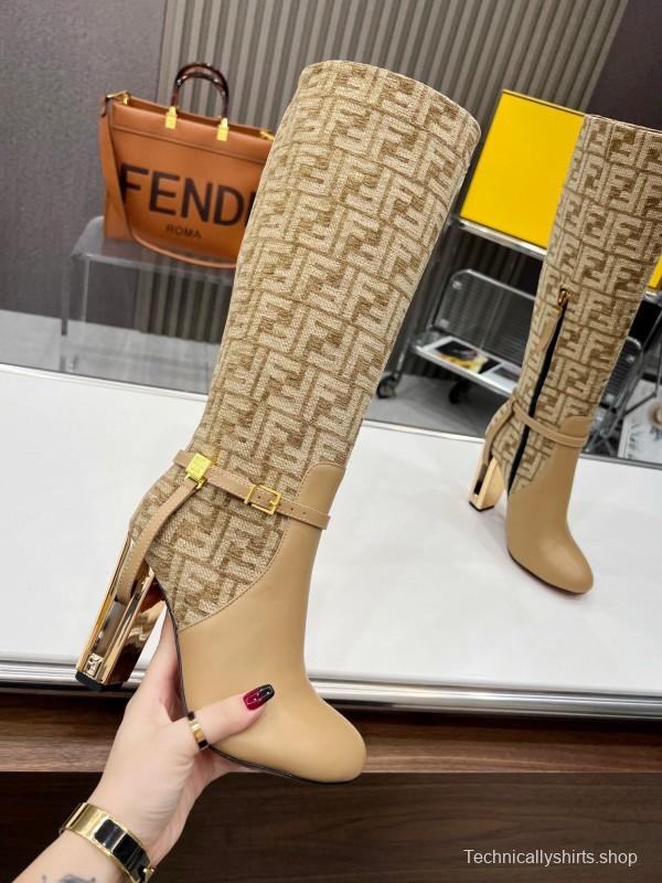 FENDI Delfina Round Toe Boots with FF Buckle - LY00