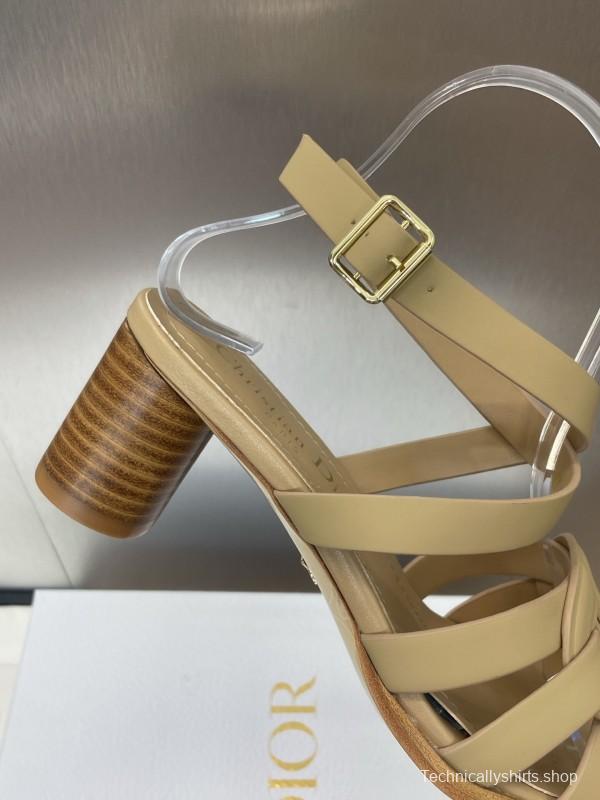 Dior D-Club Jelly Color Hollow Layered Cross Strap Mid Heel Women's Shoes - KFY00290