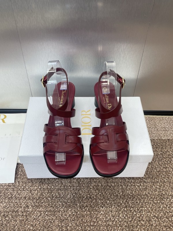 Dior D-Club Jelly Color Hollow Layered Cross Strap Mid Heel Women Shoes - KFY00290