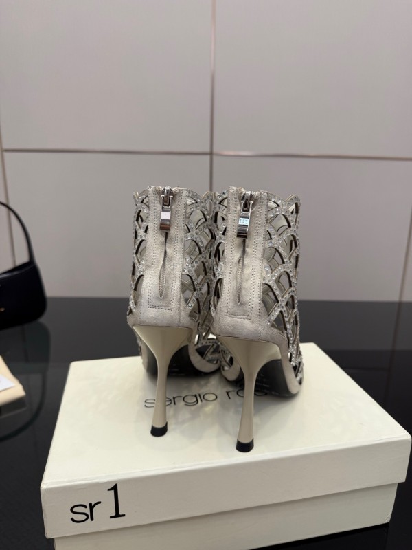 Sergio Rossi Mermaid Sandals 2025 SS Collection Elegant Fishnet High Heels - KFY00470